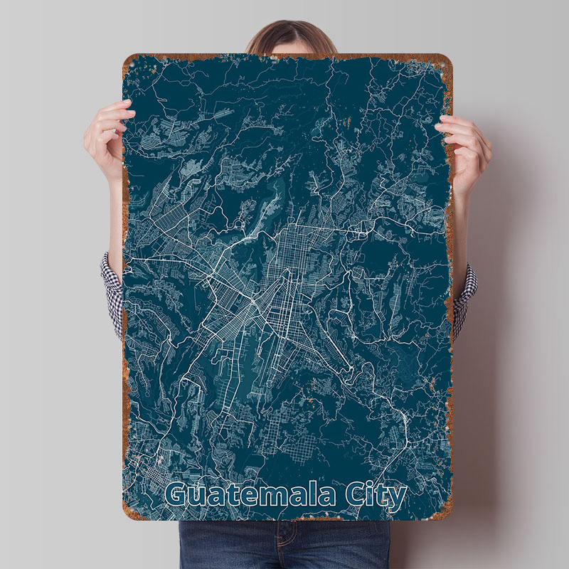 Custom Map Poster - Металлическая табличка-постер с картой города Гватемала,