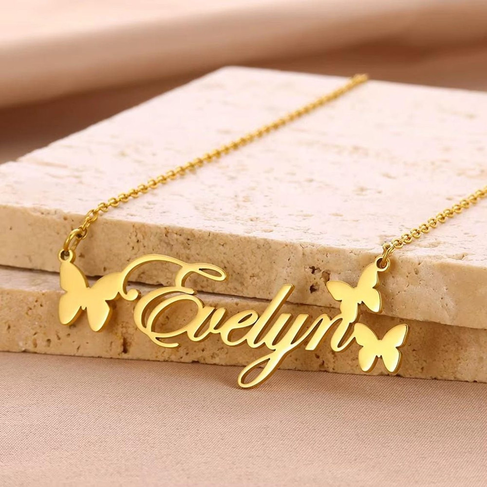 Birth Flower Necklace - Ожерелье с именем на заказ, персонализированные