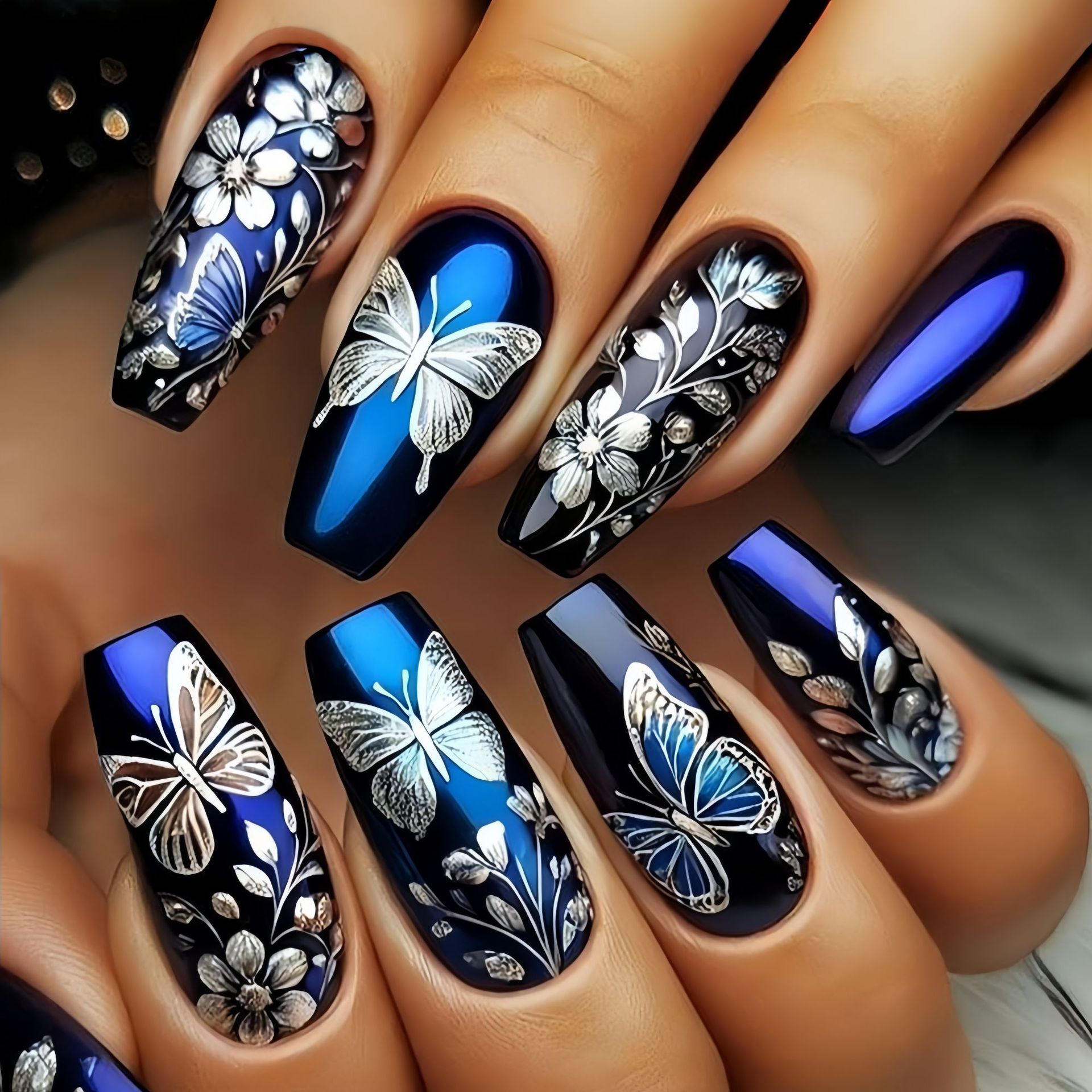 Pressed Flower Art - Накладные ногти средней длины для женщин