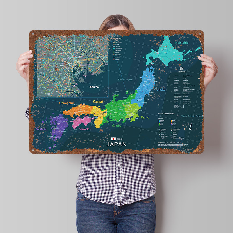 Custom Map Poster - Плакат с картой Японии и Токио,